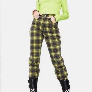 The Ragged Priest Plaid Jeans in Yellow and Black